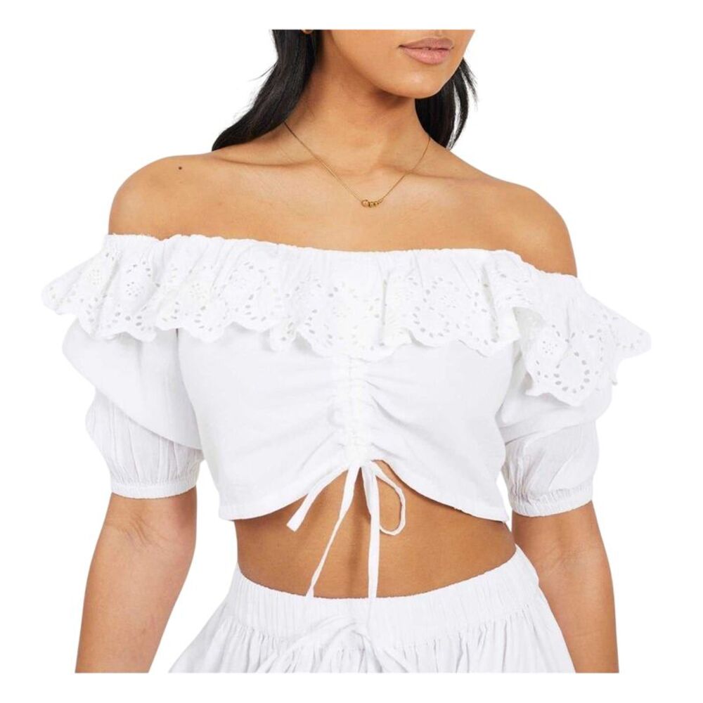 Brave Soul Womens/Ladies Bardot Crop Top / White